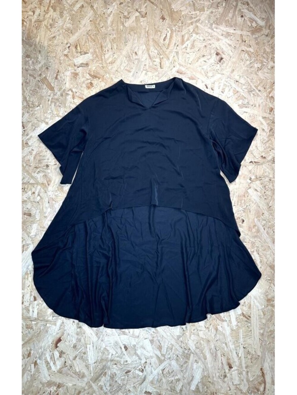Why Dress Womens Black High Low Blouse Size M Short Sleeve V-Neck Tunic Top